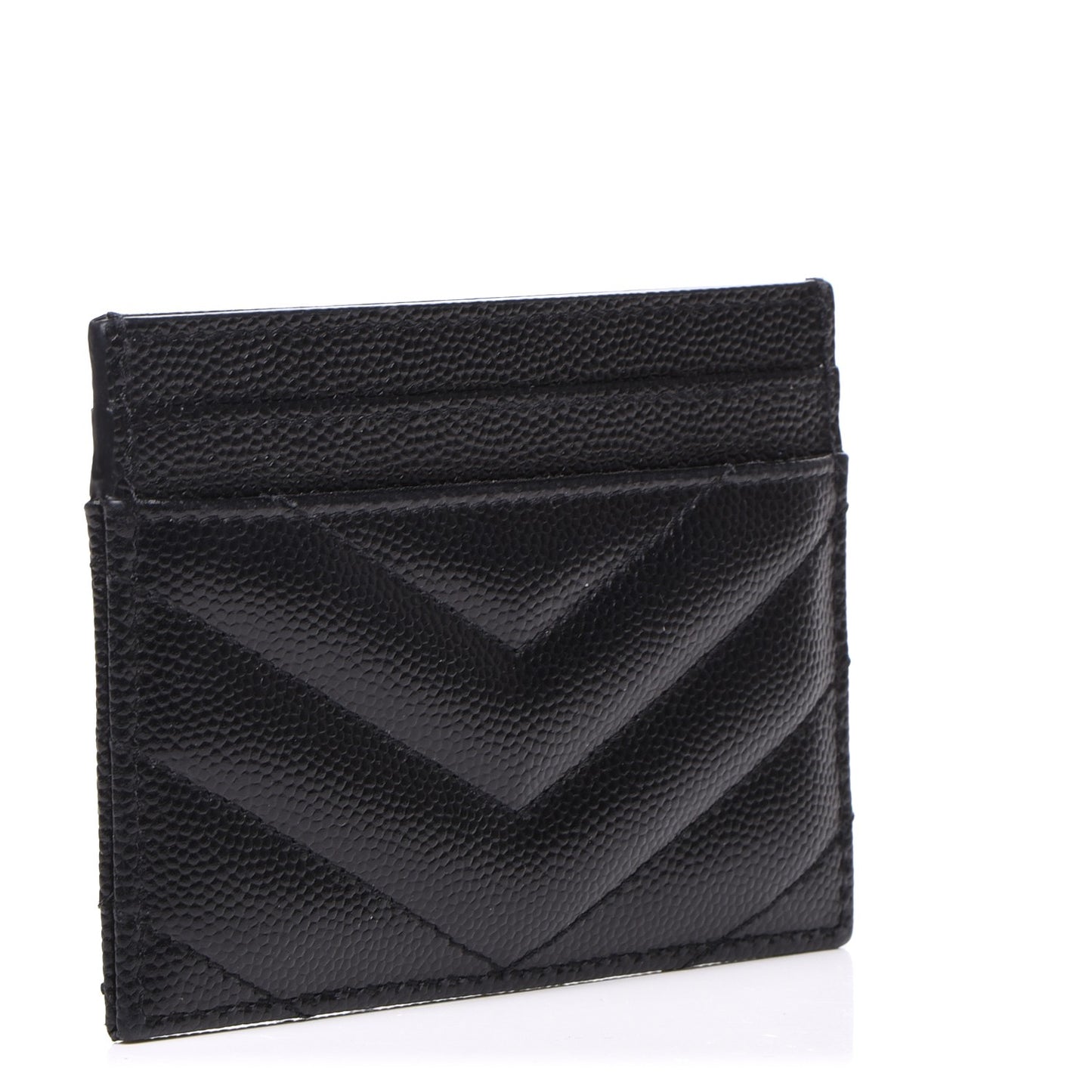 Grain De Poudre Matelasse Chevron Monogram Credit Card Case Black