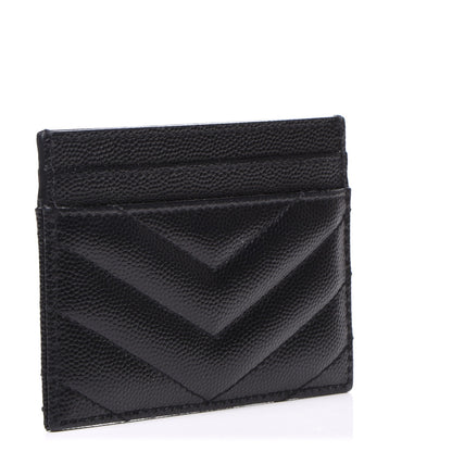 Saint Laurent Grain De Poudre Matelasse Chevron Monogram Credit Card Case Black 4 of 6