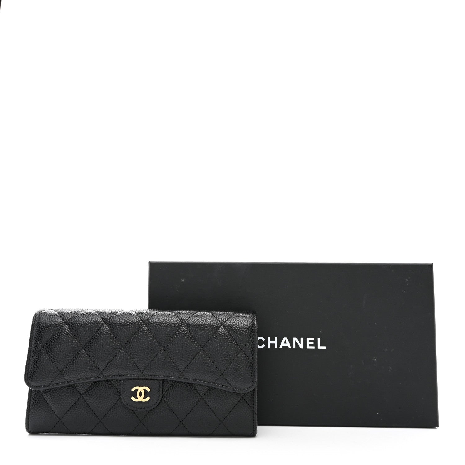 Chanel Caviar Quilted Large Gusset Flap Wallet Black 9 of 9