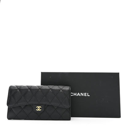 Chanel Caviar Quilted Large Gusset Flap Wallet Black 9 of 9