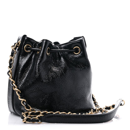 Chanel Shiny Aged Calfskin CC Chain Mini Drawstring Bag Black 3 of 11