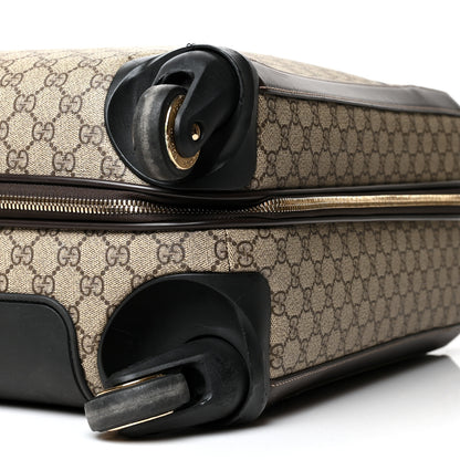 Gucci GG Supreme Monogram Selleria Calfskin Four Wheel Carry On Suitcase Beige Ebony Cocoa 9 of 14