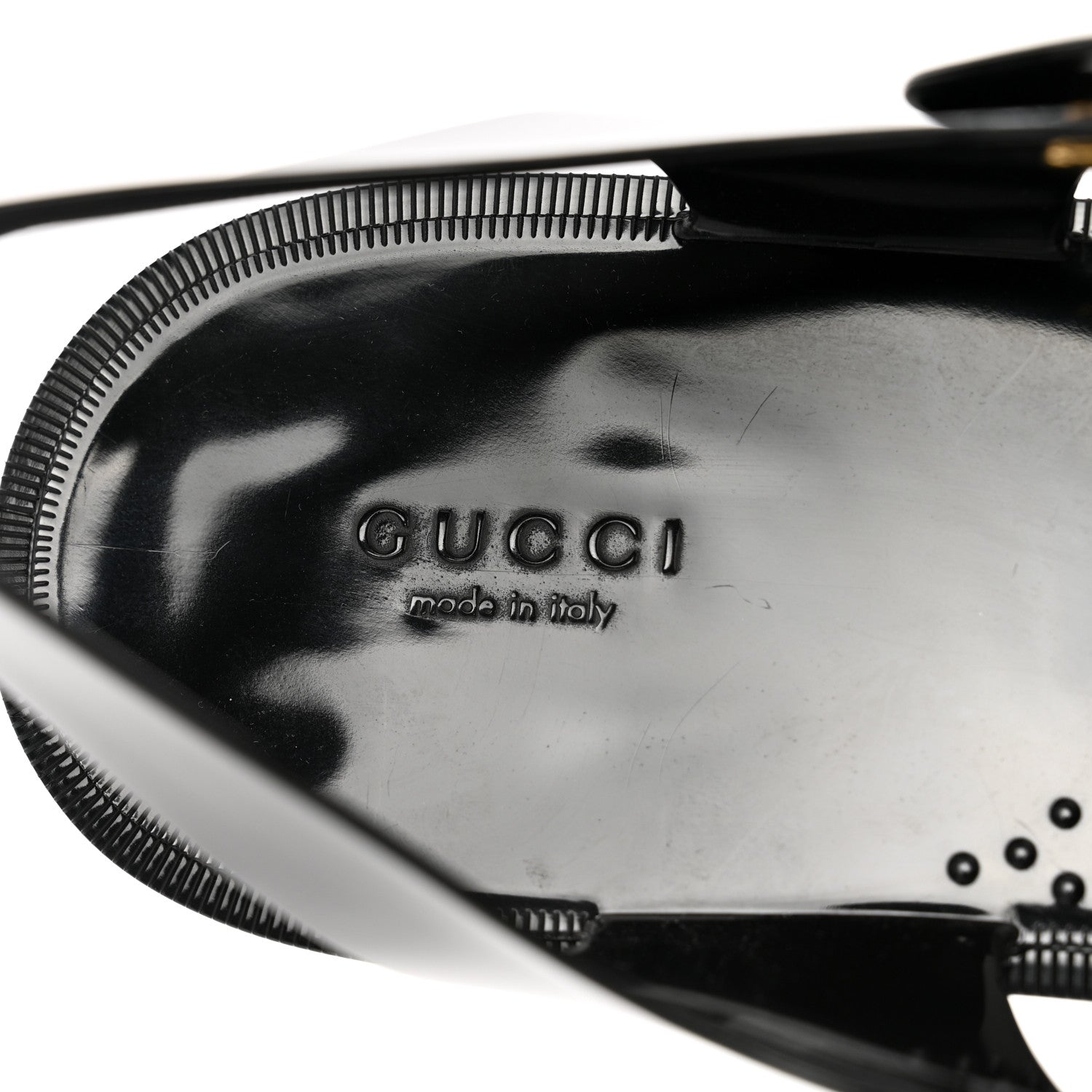 Gucci Shiny Rubber Double G Buckle Strap Sandals 9 Black 7 of 8