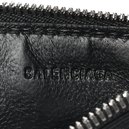 Balenciaga Grained Calfskin Logo Large Cash Long Coin Card Holder Black White 6 of 8