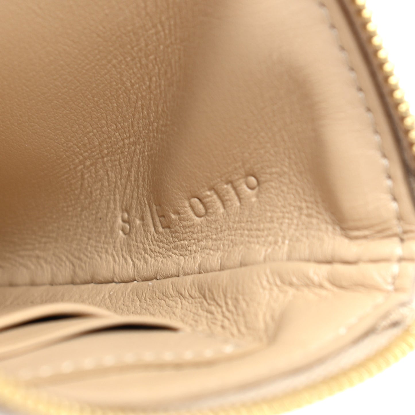Calfskin Quilted C Charm Coin Card Pouch Nude