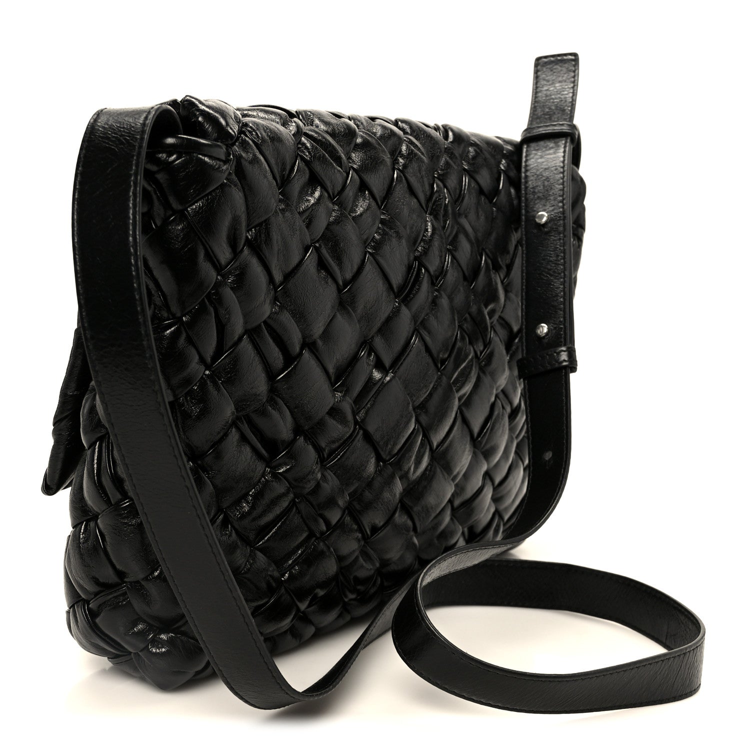 Bottega Veneta Calfskin Intreccio Kalimero Messenger Black 3 of 12