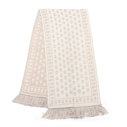 Alexander McQueen Wool Silk Reversible Skull Scarf White Beige 2 of 4