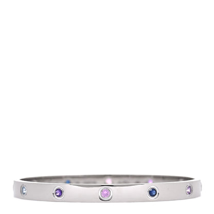Cartier 18K White Gold Aquamarine Sapphire Spinel Amethyst LOVE Bracelet 19 3 of 6