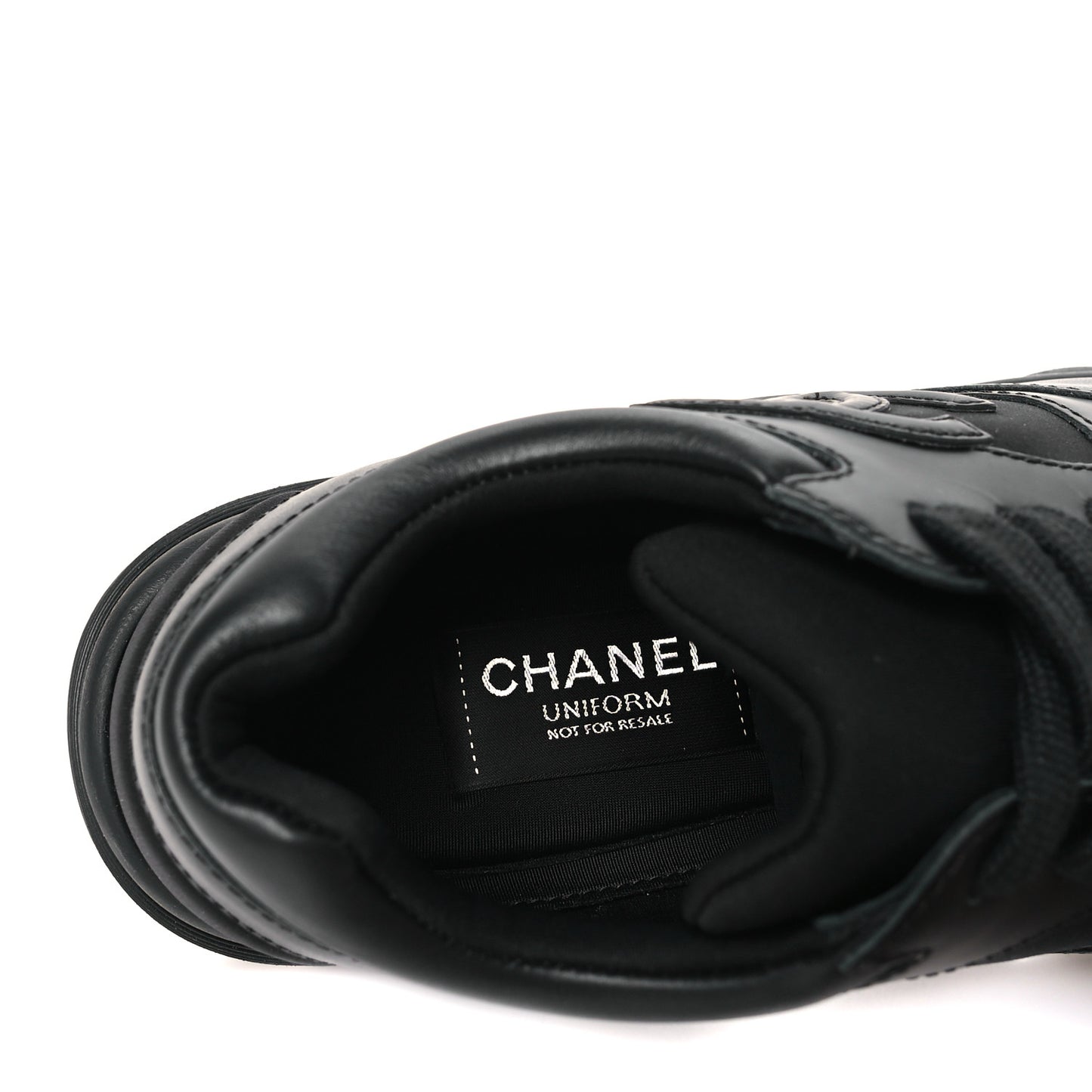Lambskin Fabric CC Uniform Sneakers 38 Black
