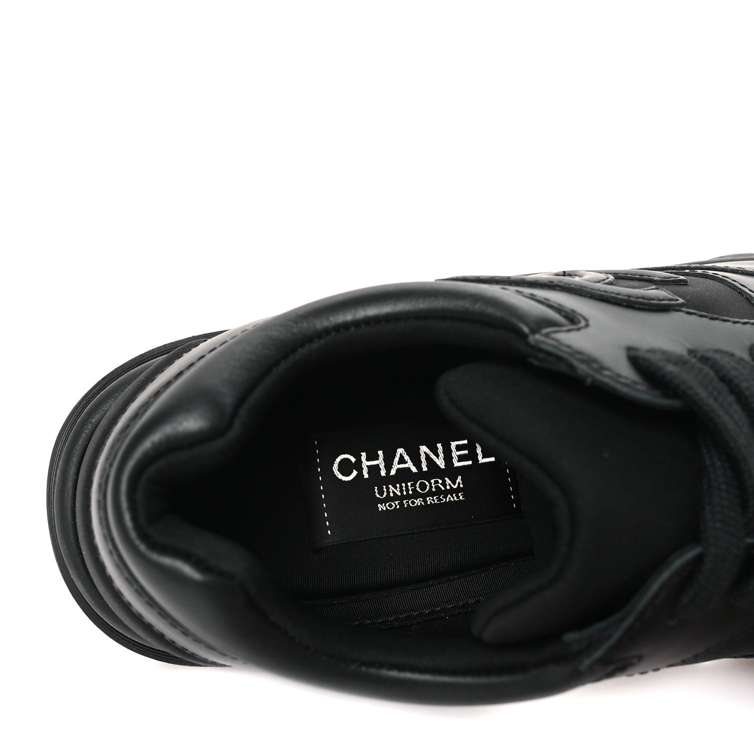 Chanel Lambskin Fabric CC Uniform Sneakers 38 Black 8 of 9