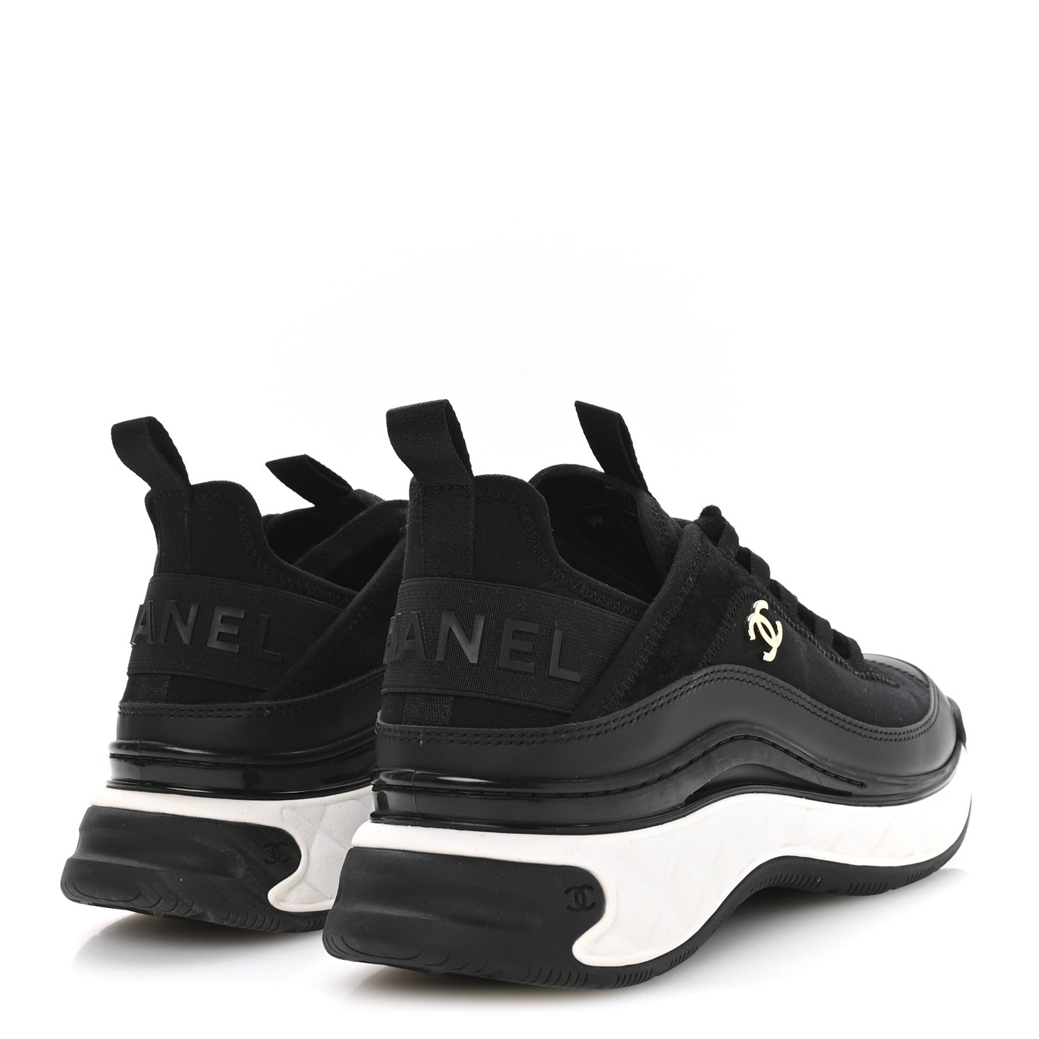 Chanel Velvet Calfskin Mixed Fibers CC Sneakers 37.5 Black 5 of 8