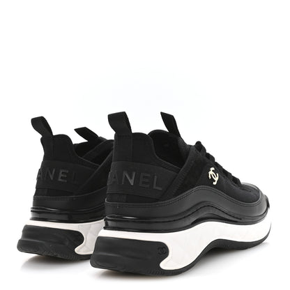 Chanel Velvet Calfskin Mixed Fibers CC Sneakers 37.5 Black 5 of 8