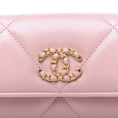 Chanel Goatskin Quilted 19 Flap Wallet Pink 11 of 12
