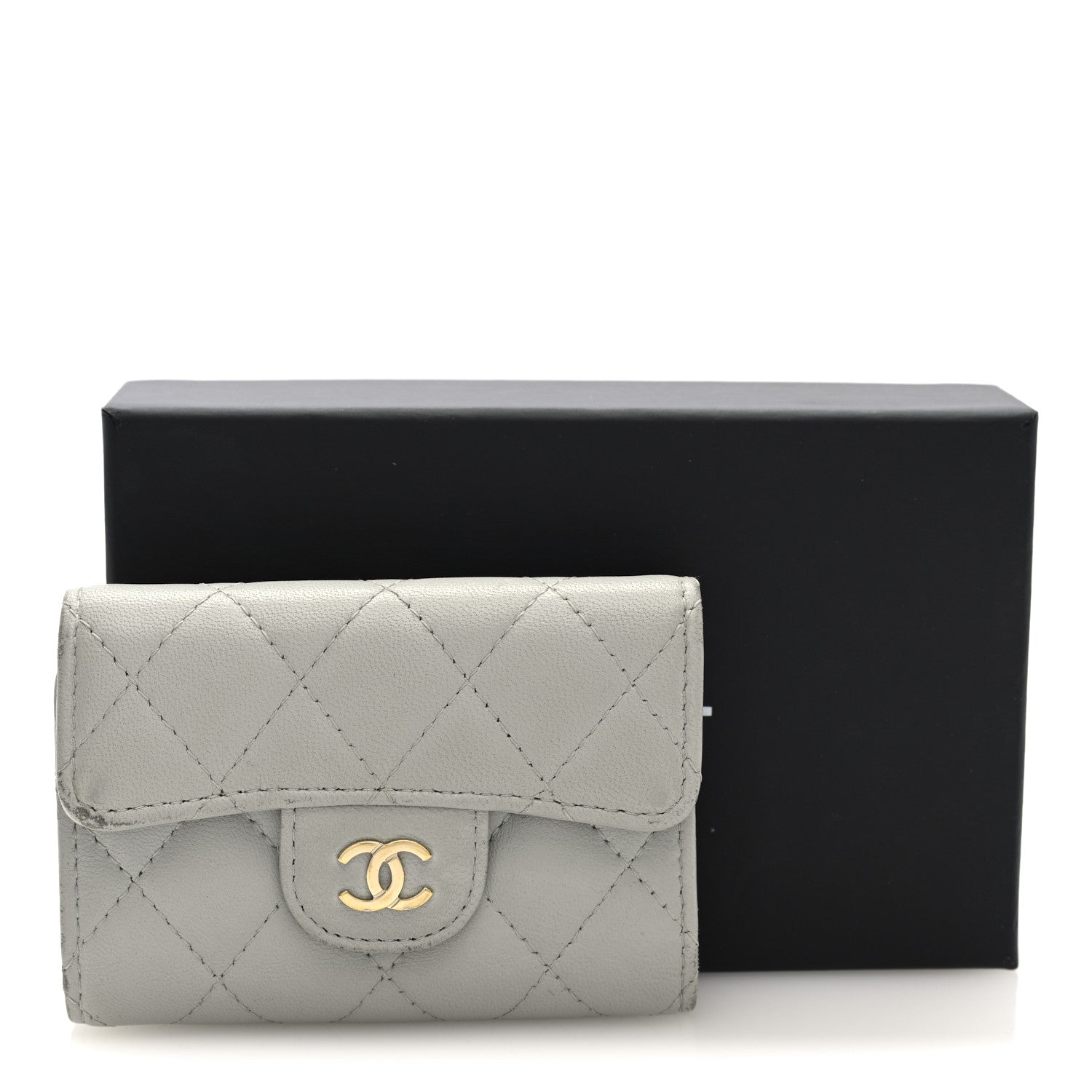 Chanel Lambskin Quilted Classic 4 Key Holder Wallet Grey 8 of 8