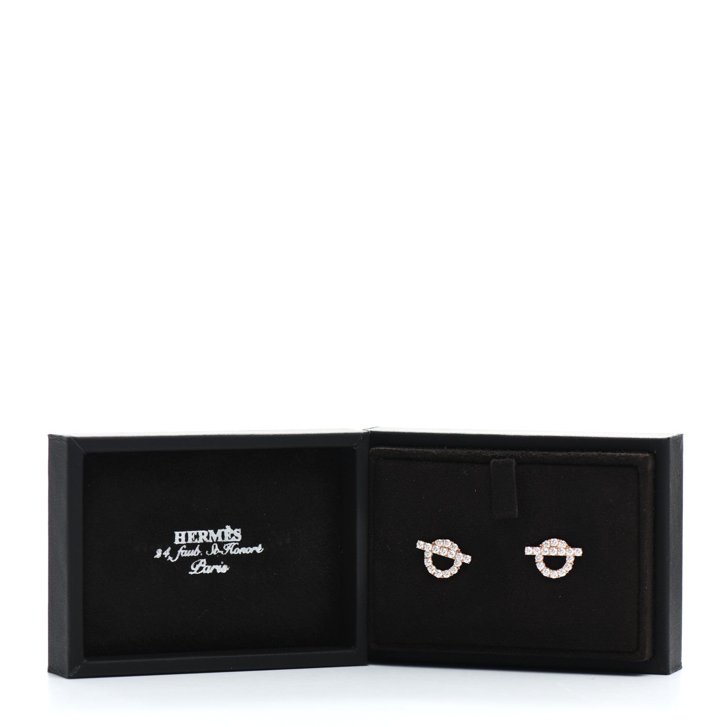 Hermes 18K Rose Gold Diamond Finesse Earrings 4 of 4