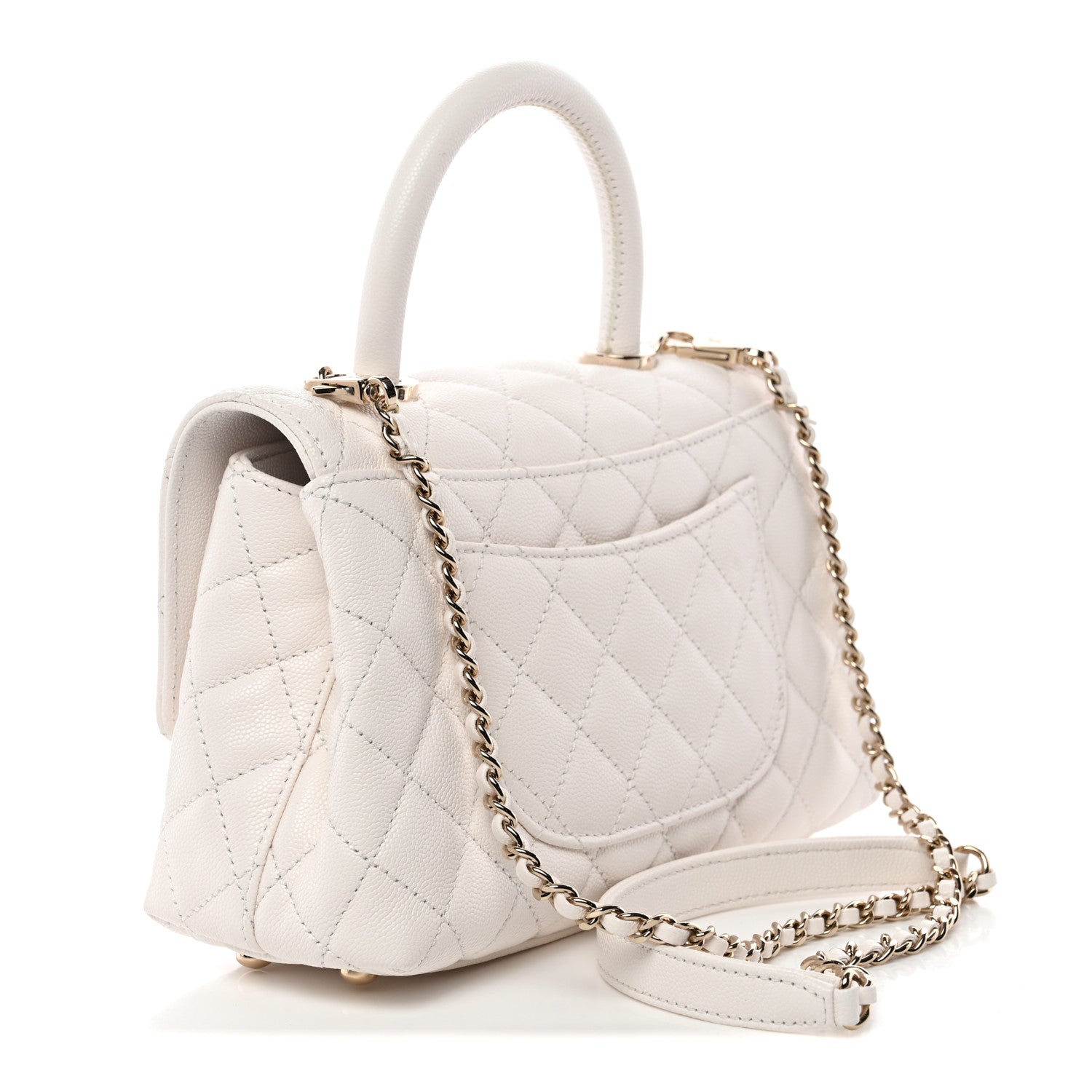 Chanel Caviar Quilted Mini Coco Handle Flap White 3 of 12