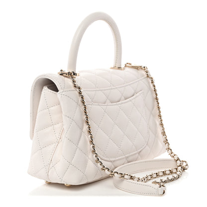 Chanel Caviar Quilted Mini Coco Handle Flap White 3 of 12