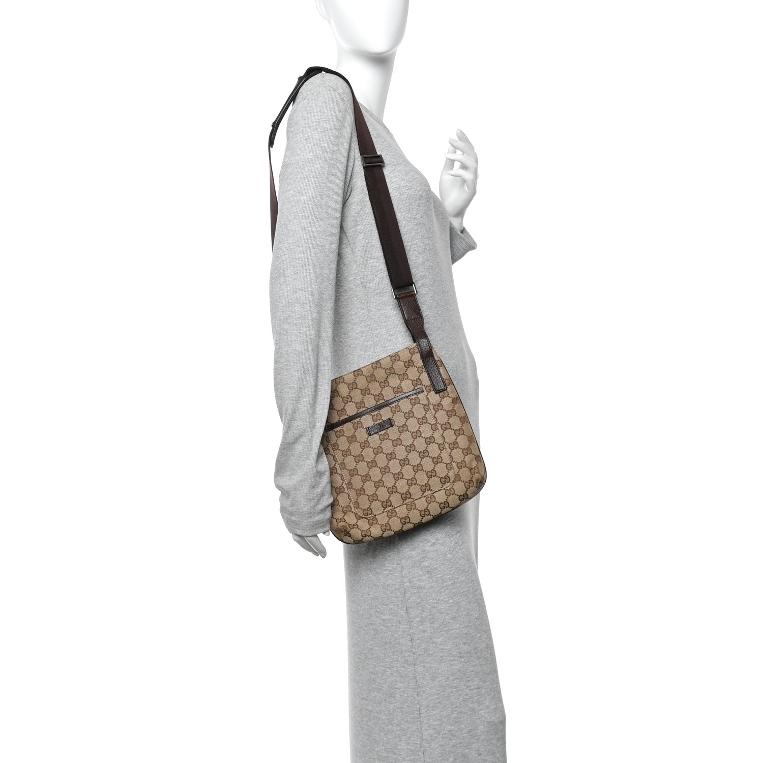 Gucci Monogram Flat Messenger Bag Dark Brown 2 of 14