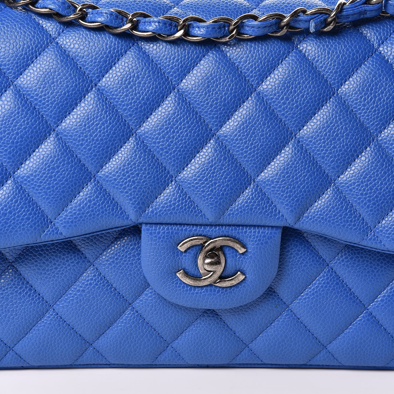 Chanel Caviar Quilted Jumbo Double Flap Blue 10 of 11