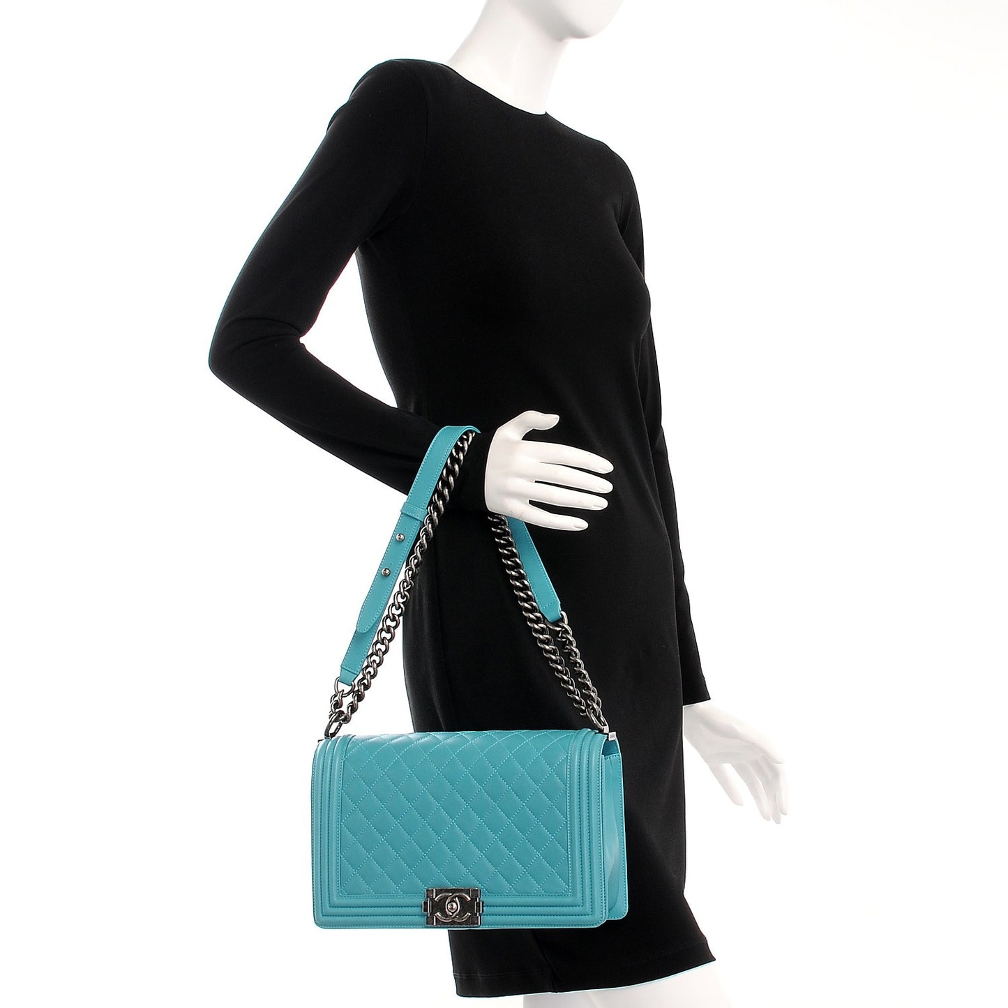 Lambskin Quilted New Medium Boy Flap Dark Turquoise