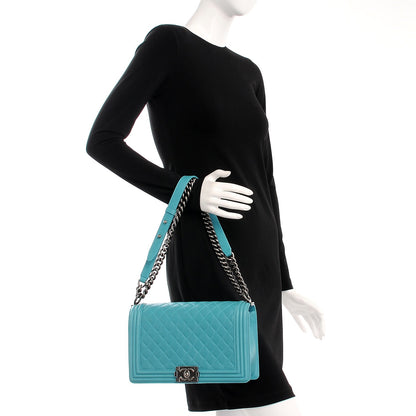 Chanel Lambskin Quilted New Medium Boy Flap Dark Turquoise 3 of 8