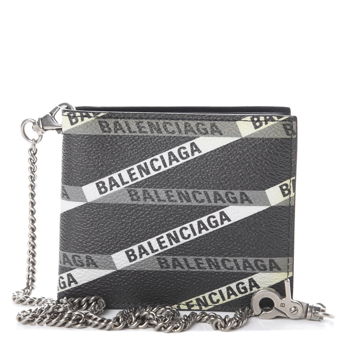 Coated Canvas Losange Monogram Bifold Chain Wallet Black Grey