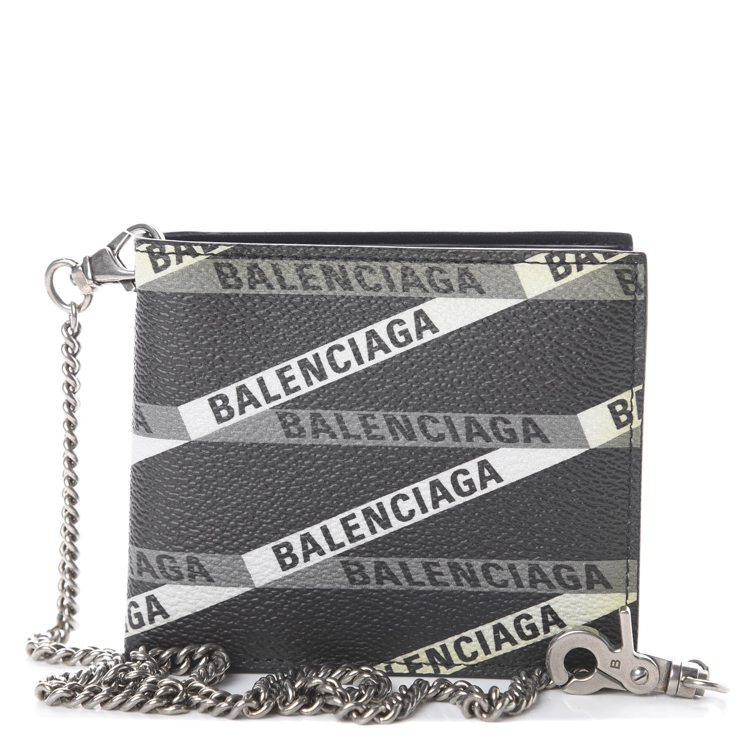 Balenciaga Coated Canvas Losange Monogram Bifold Chain Wallet Black Grey 1 of 5