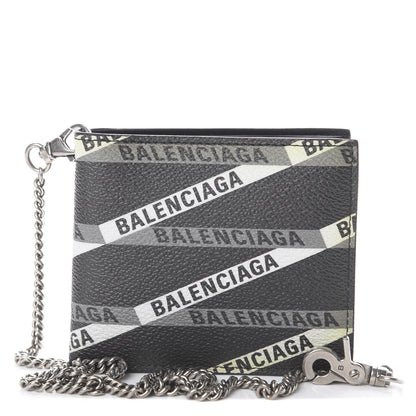 Balenciaga Coated Canvas Losange Monogram Bifold Chain Wallet Black Grey 1 of 5