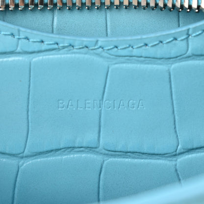 Balenciaga Calfskin Crocodile Embossed Neo Classic Silver Hardware Nano City Crossbody Azur 6 of 8