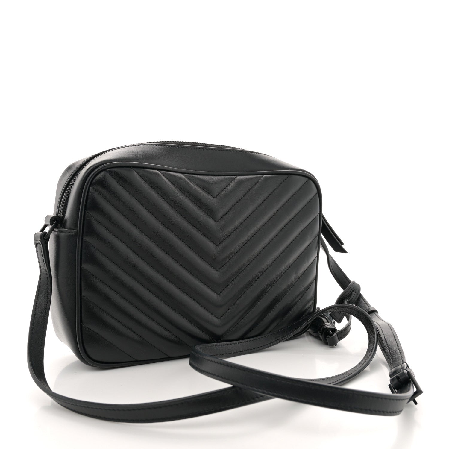 Saint Laurent Calfskin Matelasse Monogram Monochrome Lou Camera Bag Black 3 of 10