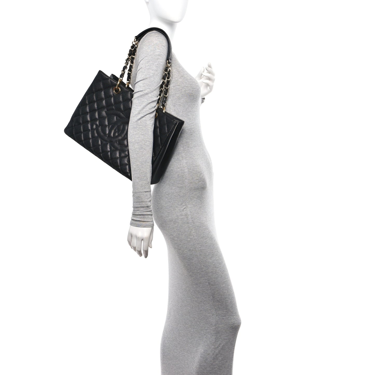 Caviar Quilted Grand Shopping Tote GST Black
