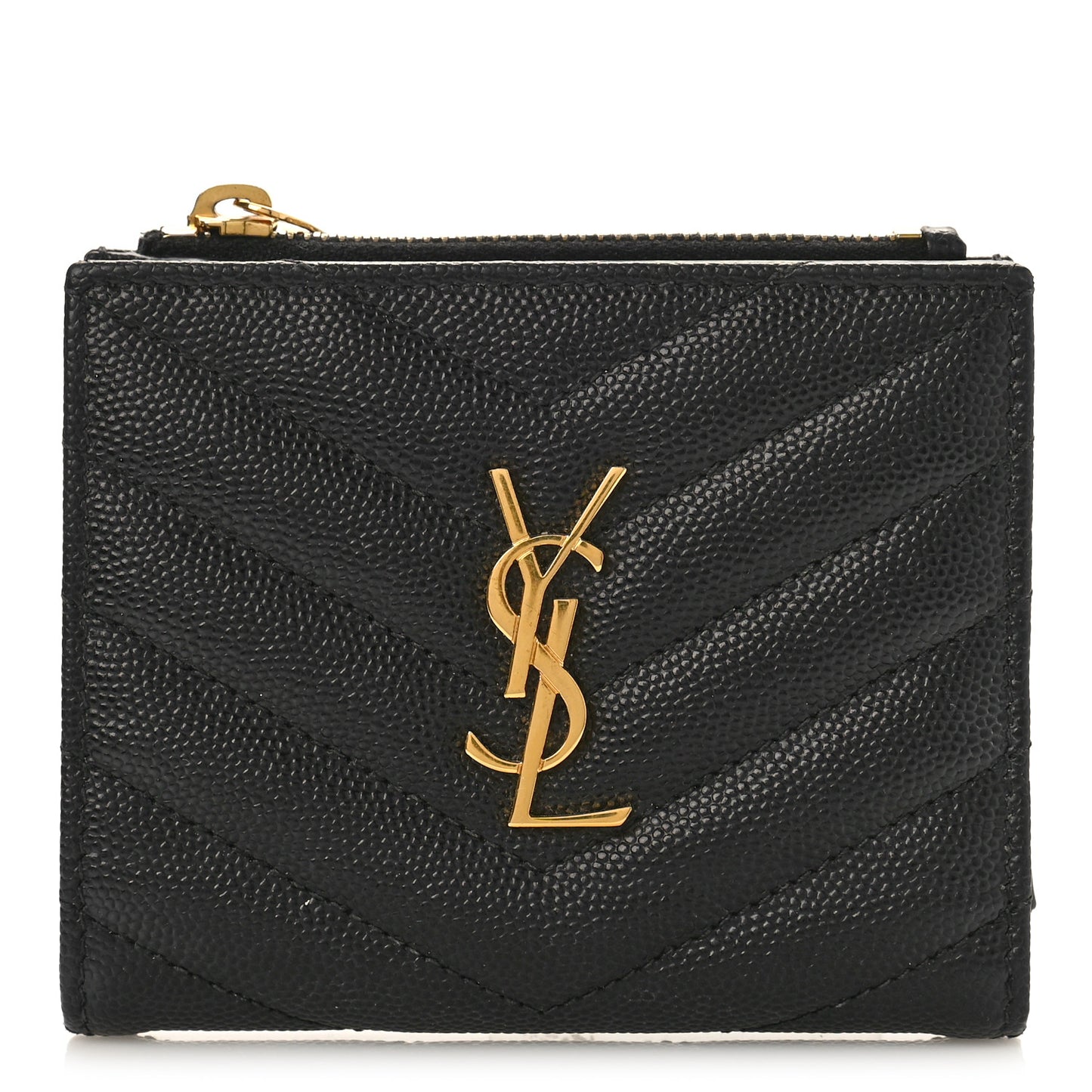Grain De Poudre Matelasse Chevron Monogram Zipped Card Case Black