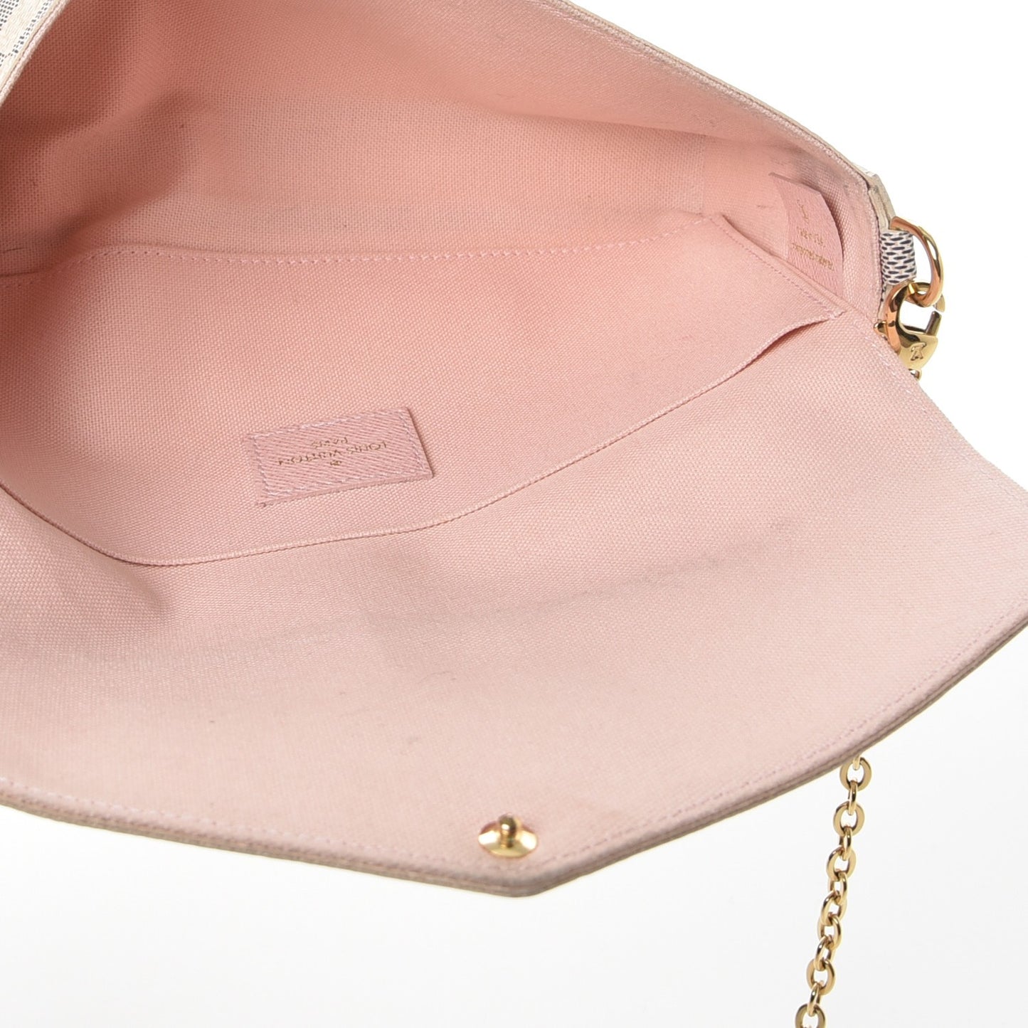 Damier Azur Pochette Felicie Chain Wallet Rose Ballerine