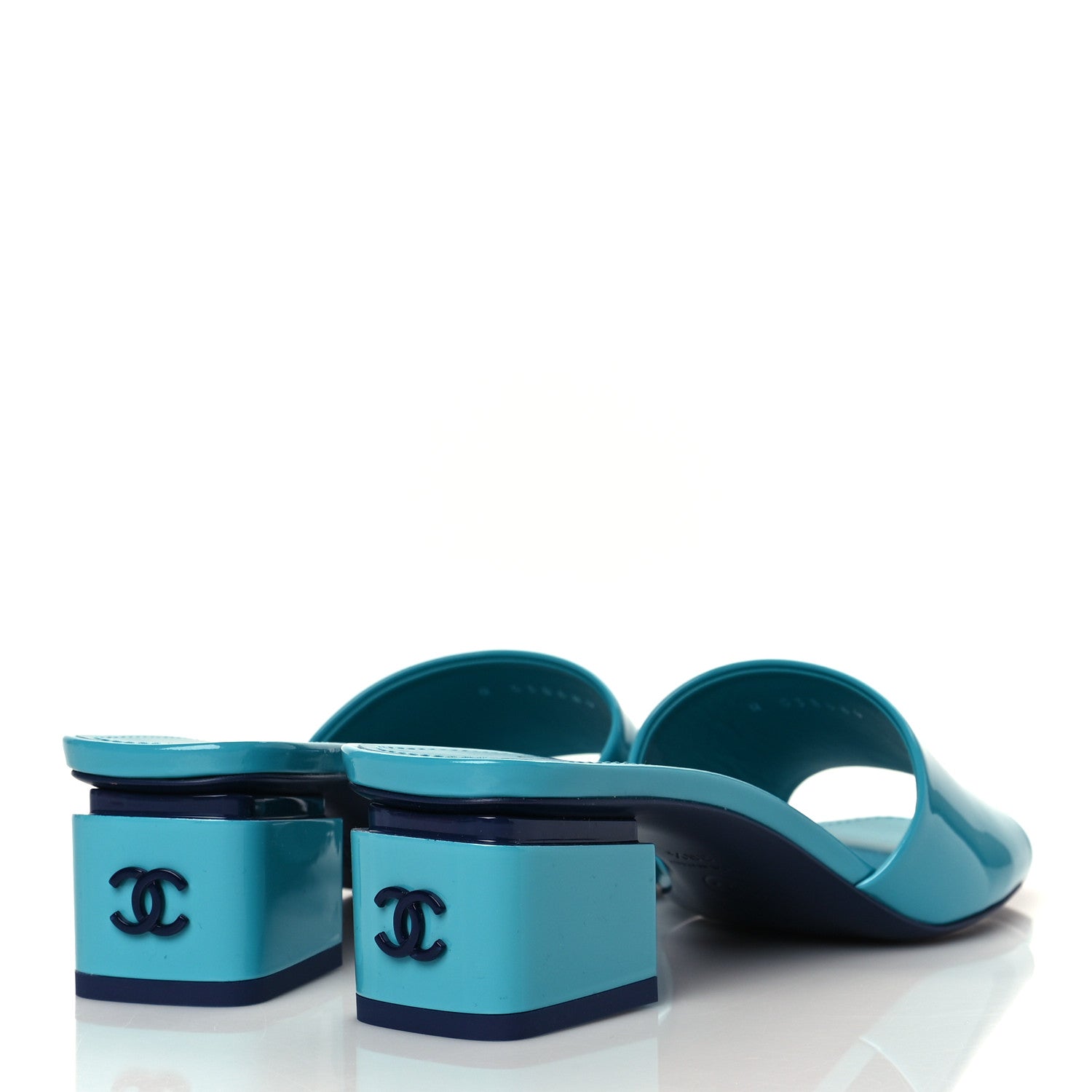 Chanel Patent CC Mules 38.5 Dark Blue Light Blue 4 of 10
