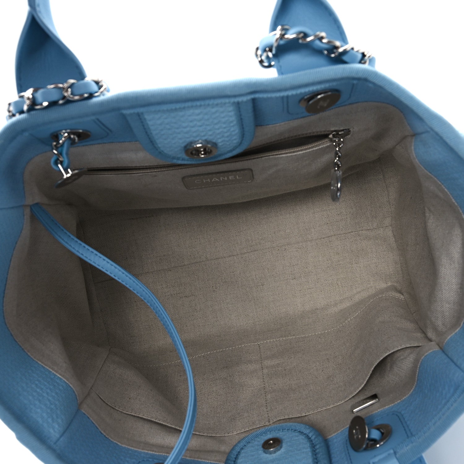 Chanel Mixed Fibers Small Deauville Tote Light Blue 6 of 12