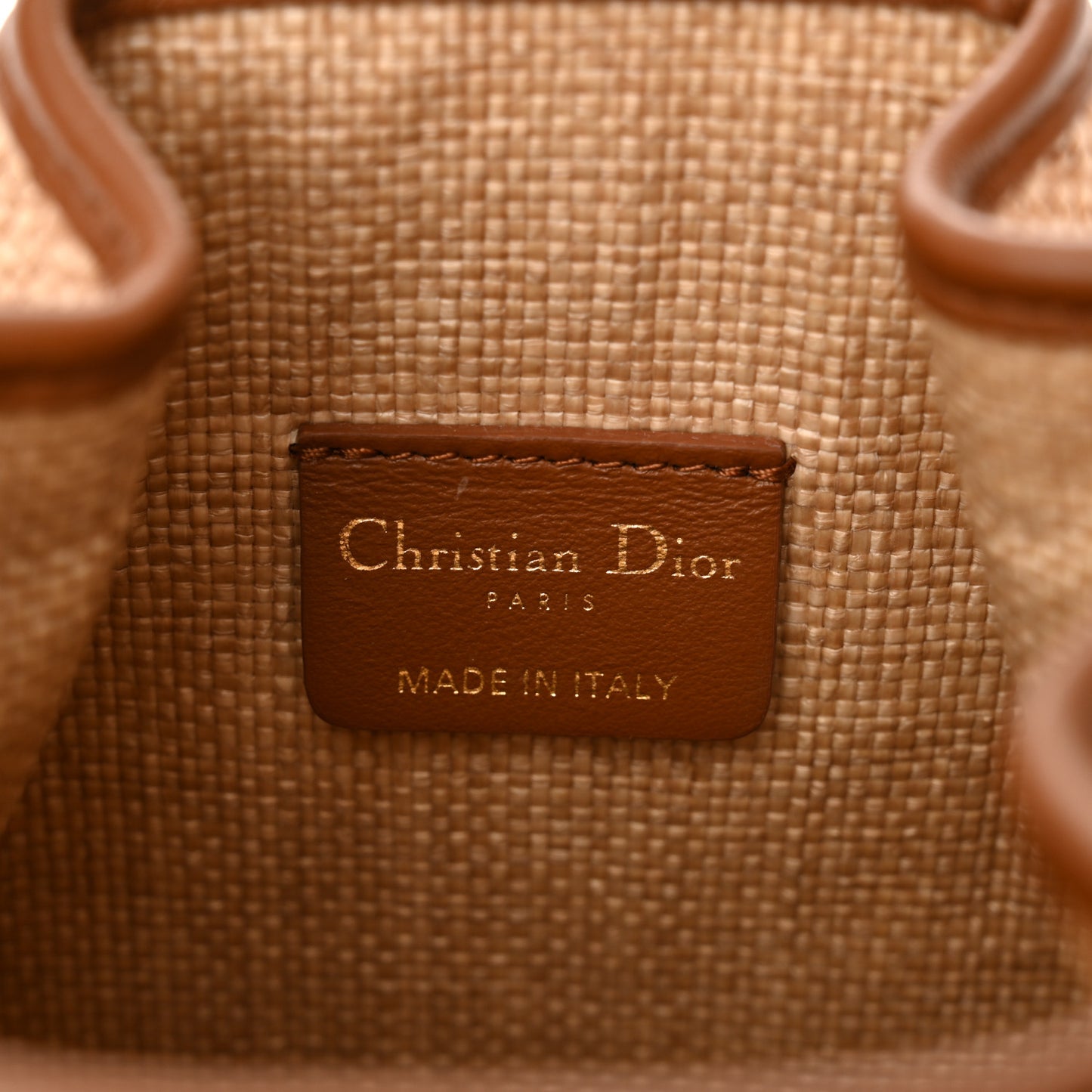 Raffia Calfskin Cannage Small C'est Dior Cannage Bucket Bag Natural