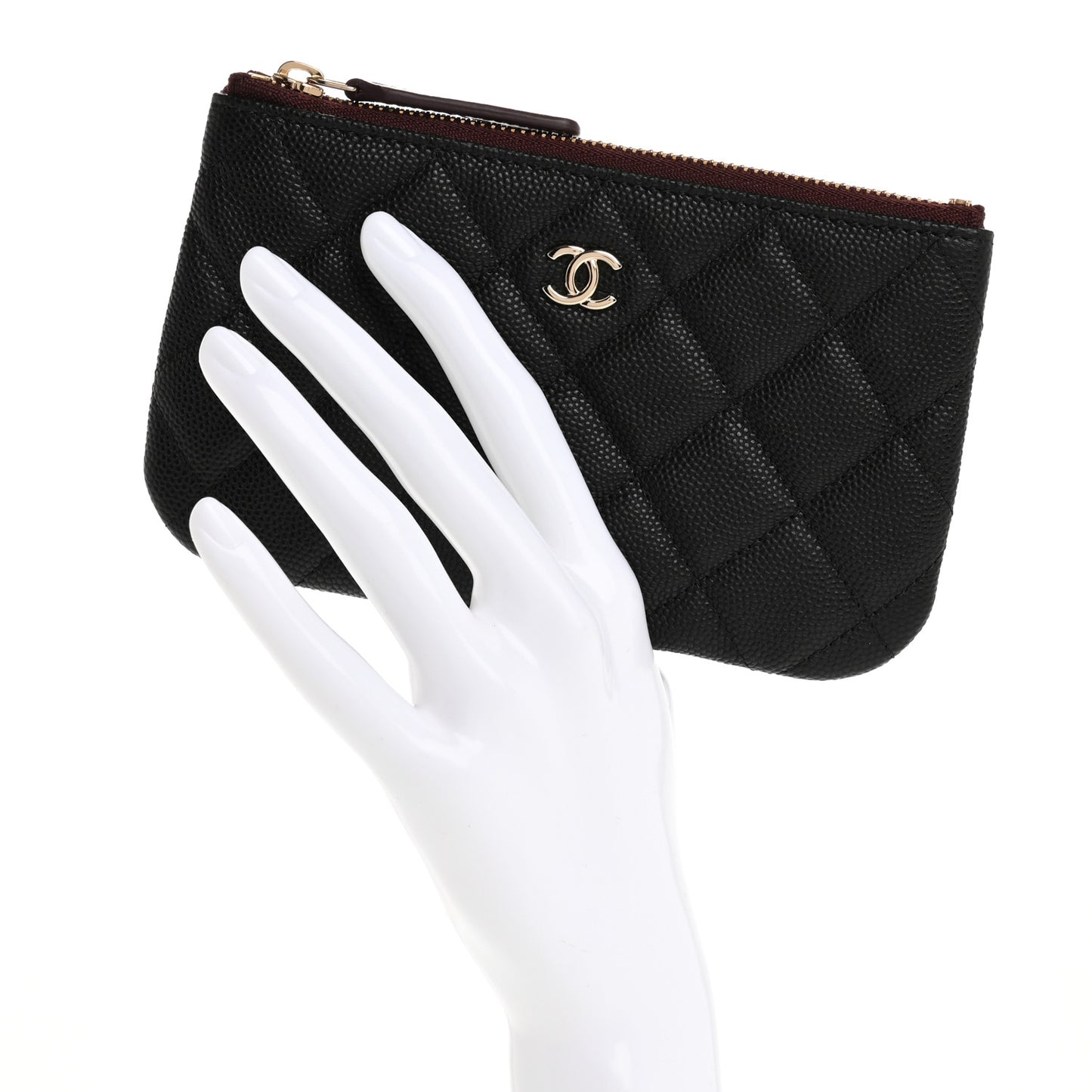 Caviar Quilted Small Cosmetic Case Black