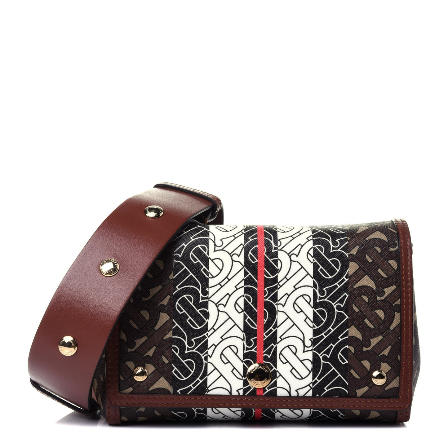 E-Canvas Monogram Stripe Hackberry Crossbody Bag Bridle Brown