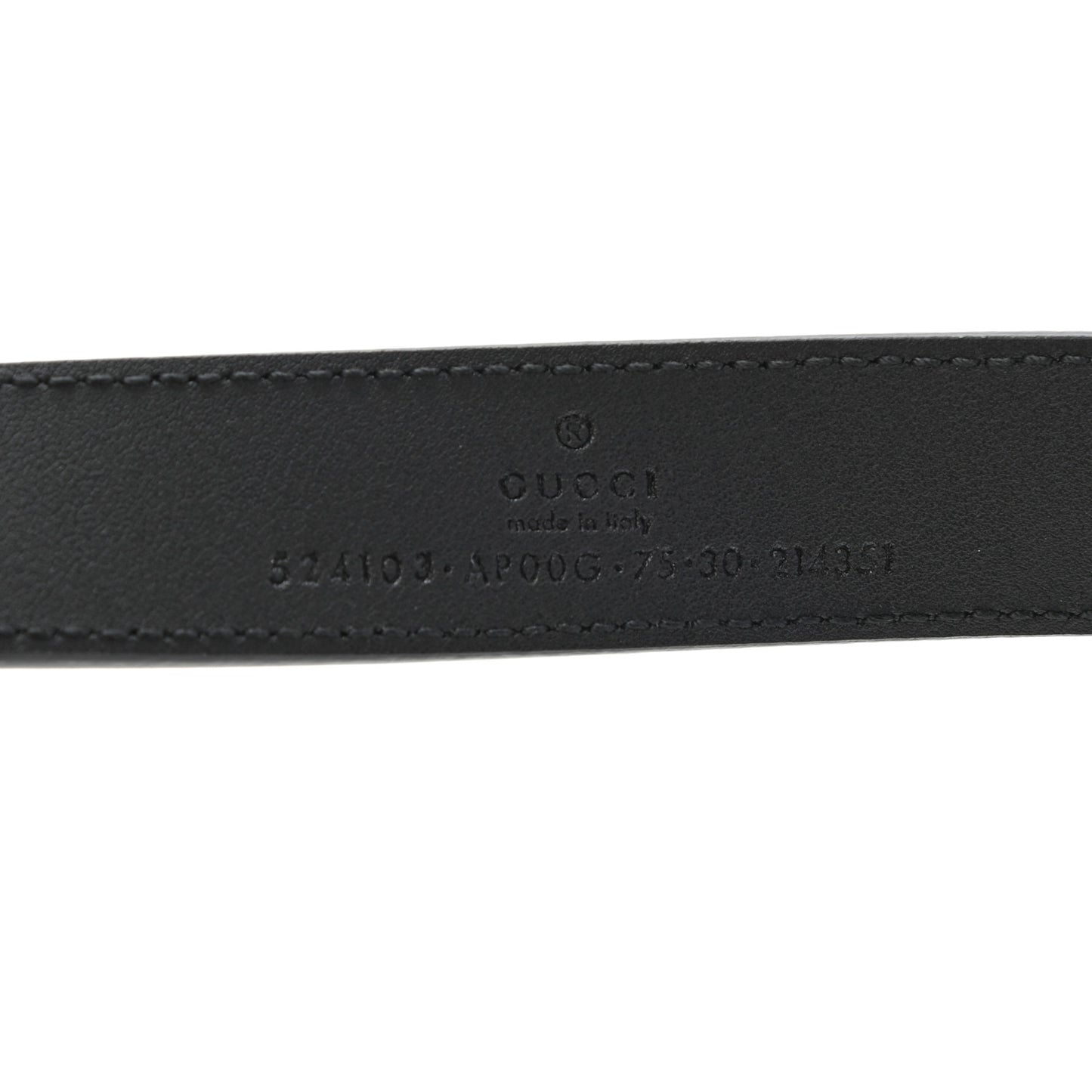 Moon Calfskin Torchon Double G 25mm Belt 75 30 Black