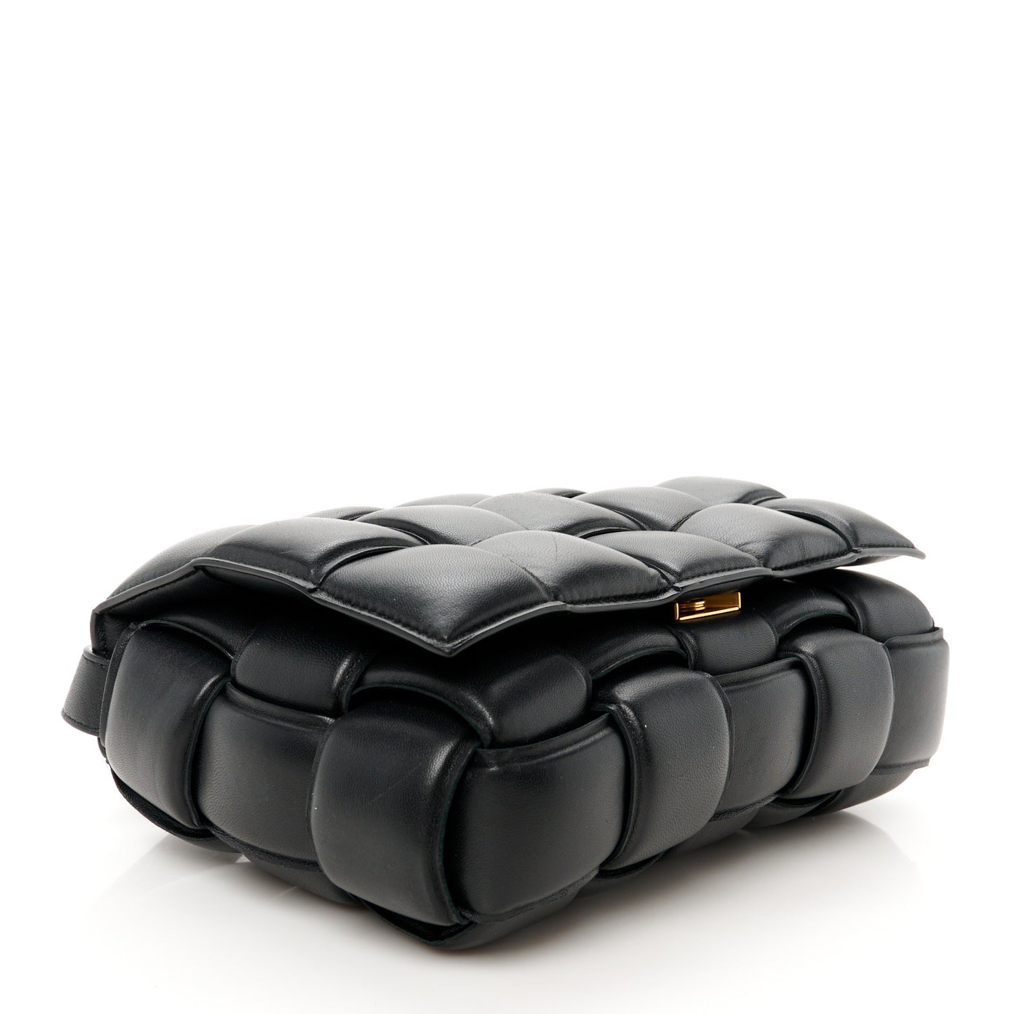 Nappa Maxi Intreccio Padded Cassette Crossbody Bag Black