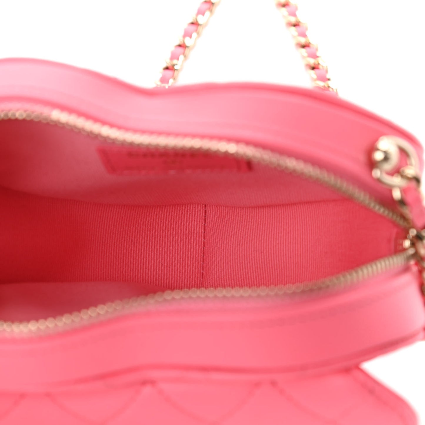 Lambskin Quilted CC In Love Heart Clutch With Chain Pink