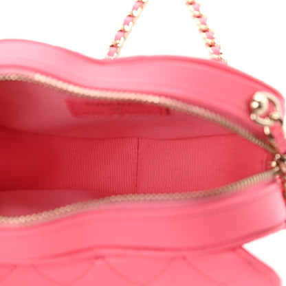Chanel Lambskin Quilted CC In Love Heart Clutch With Chain Pink 5 of 11