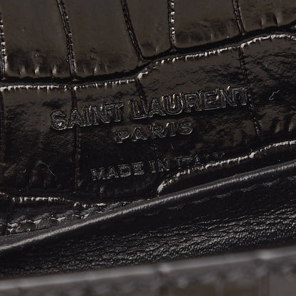 Saint Laurent Calfskin Crocodile Embossed Monogram Kate Belt Bag Black 6 of 8