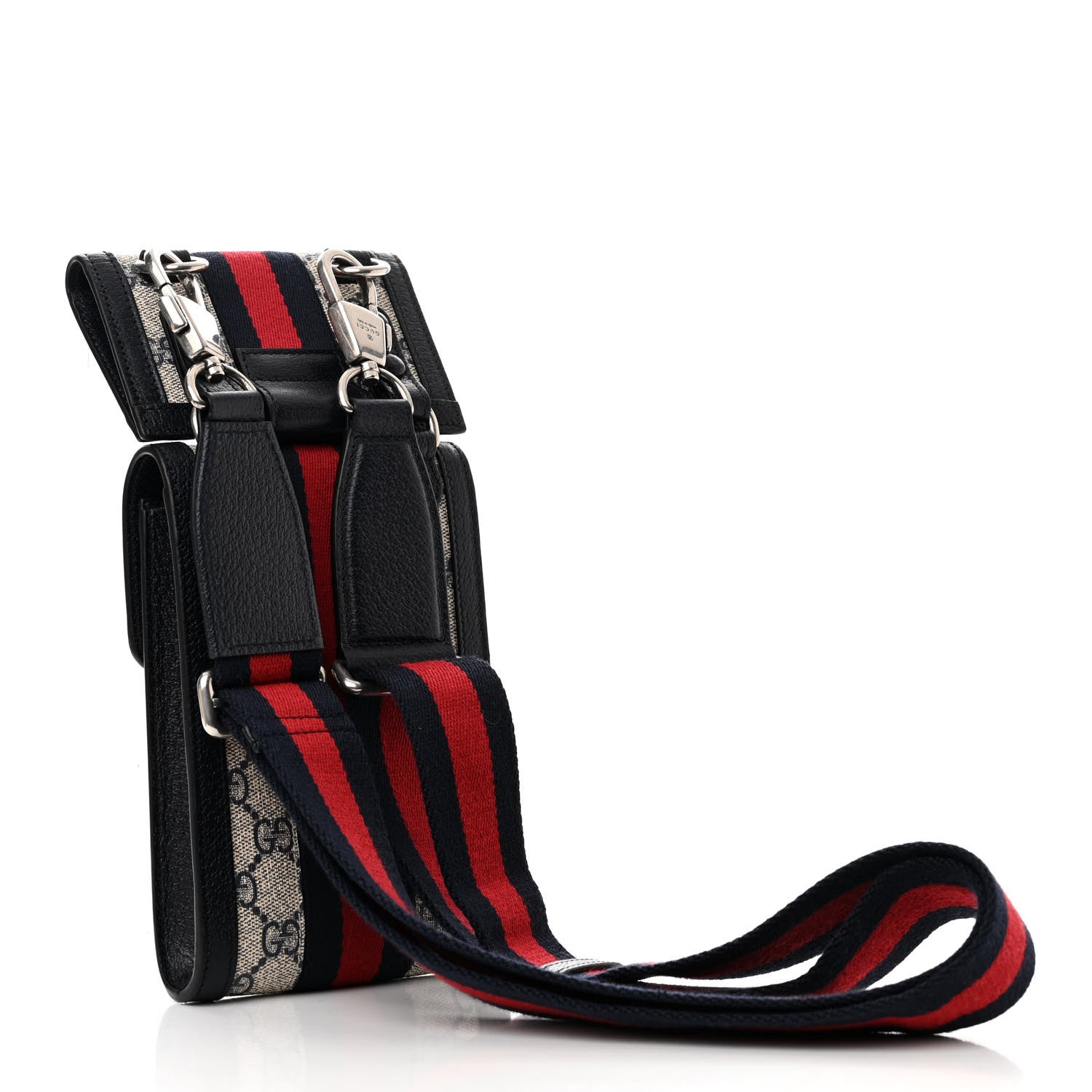 Gucci GG Supreme Monogram Textured Calfskin Web Mini Ophidia Multi Pouch Beige Blue 2 of 14