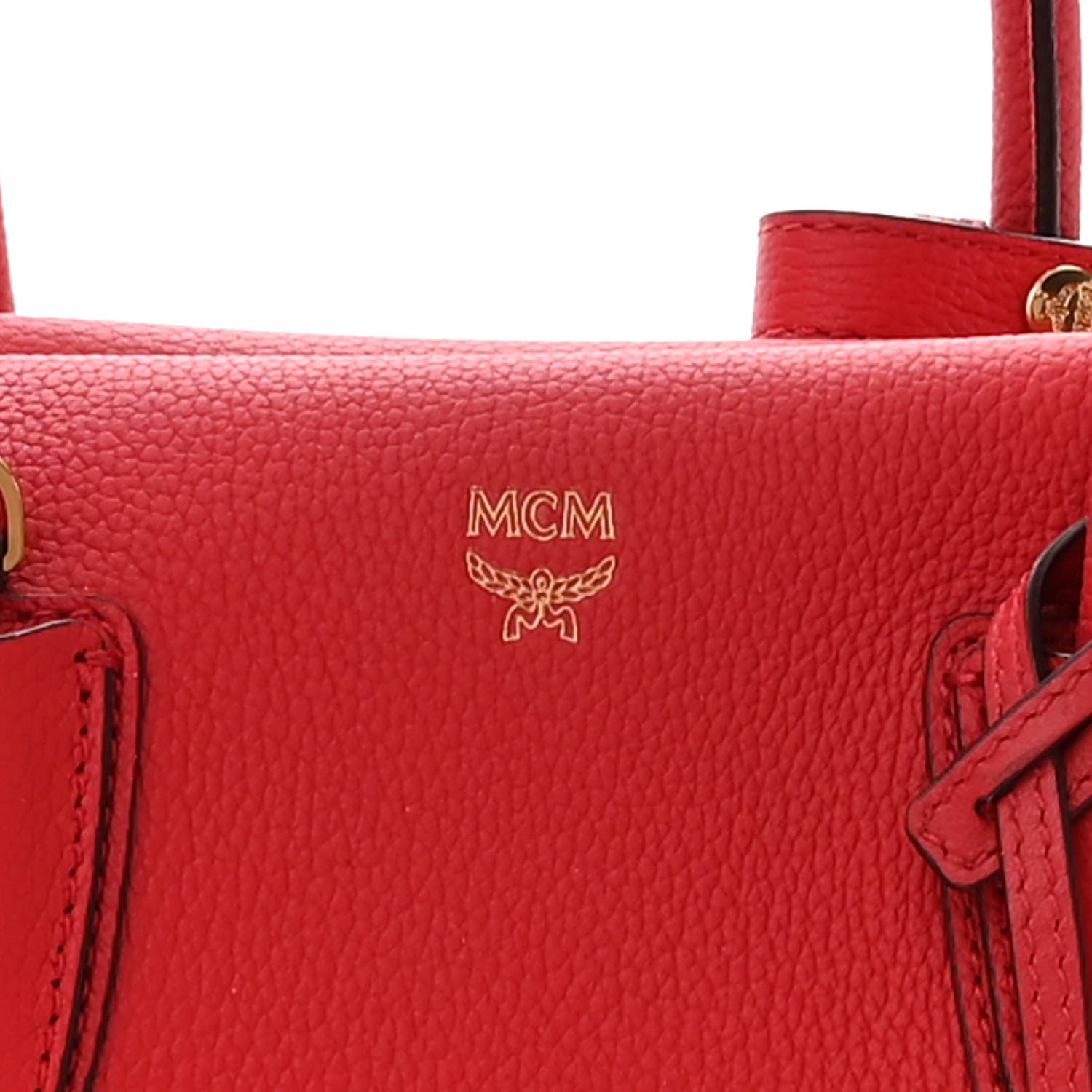 MCM Grained Calfskin Medium Milla Tote Ruby Red 8 of 13