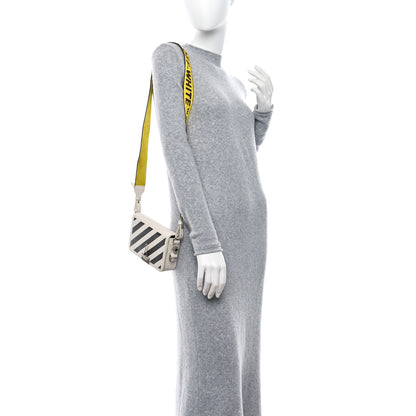 Off-White Saffiano Striped Mini Diag Binder Clip Bag White Black Yellow 2 of 14