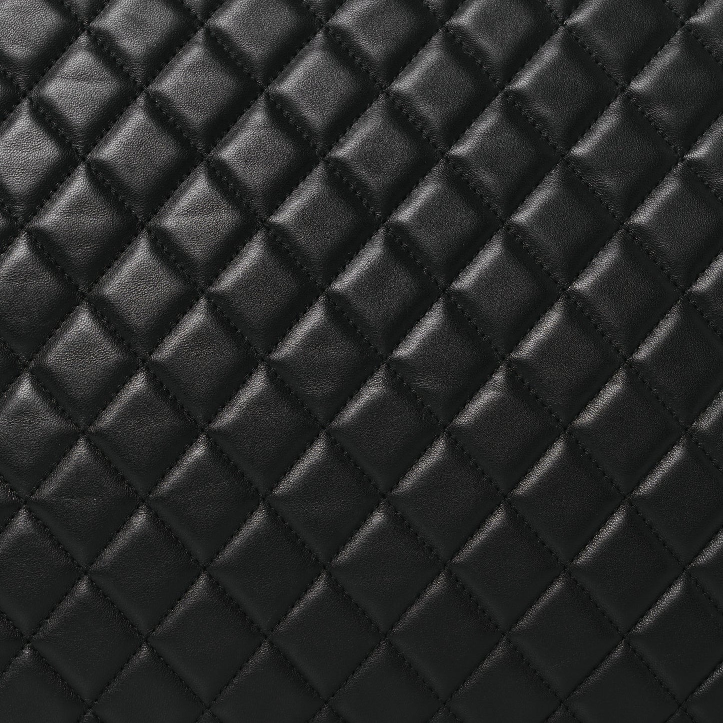 Lambskin Quilted Large Boy Zip Pouch Black