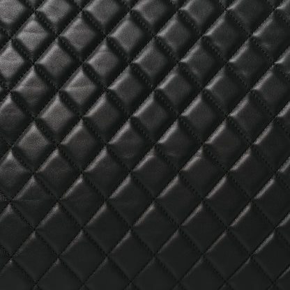 Chanel Lambskin Quilted Large Boy Zip Pouch Black 8 of 11