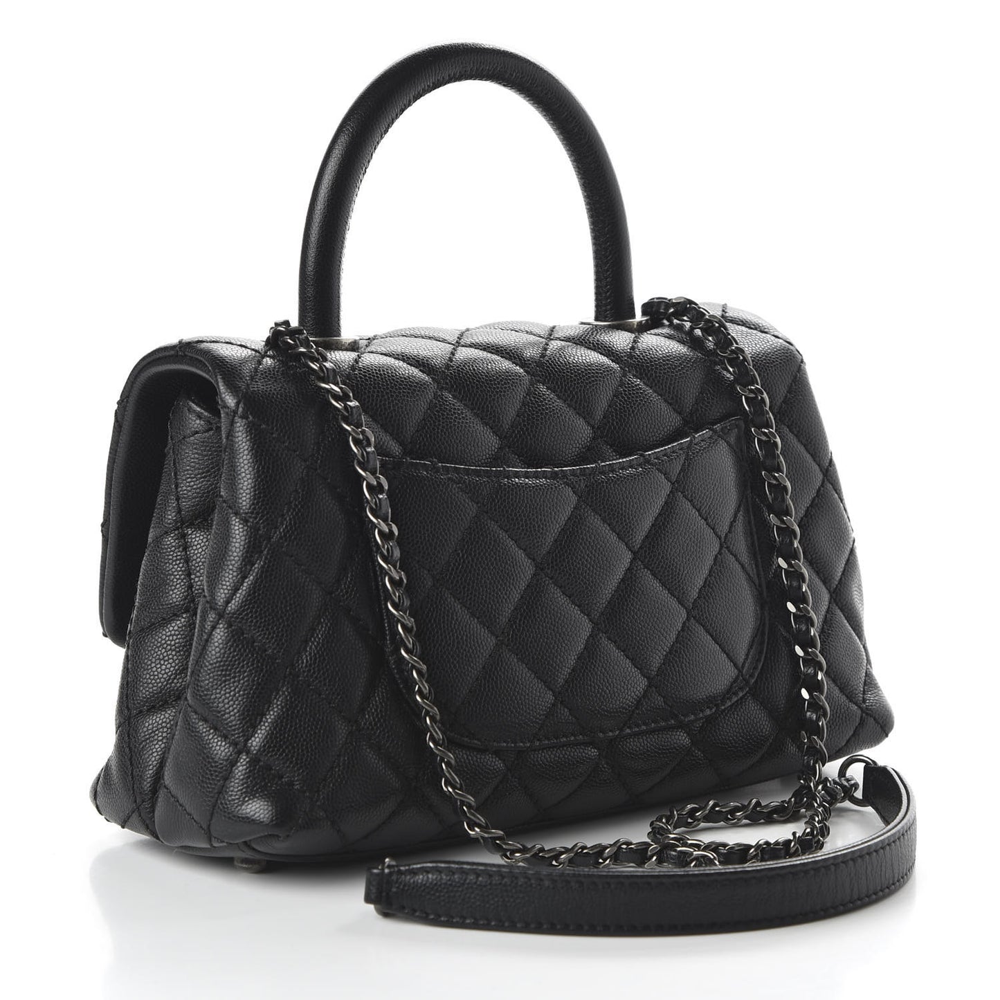 Caviar Quilted Mini Coco Handle Flap Black