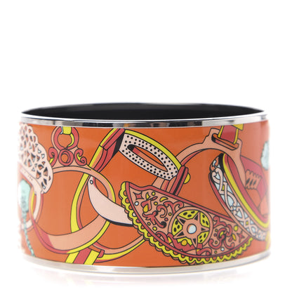 Hermes Enamel Printed Extra Wide Concours d'Etrier Bracelet 70 1 of 4